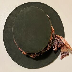 ASN sueded green fedora hat bohemian